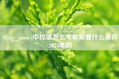 高密中控证怎么考取需要什么条件2024年的